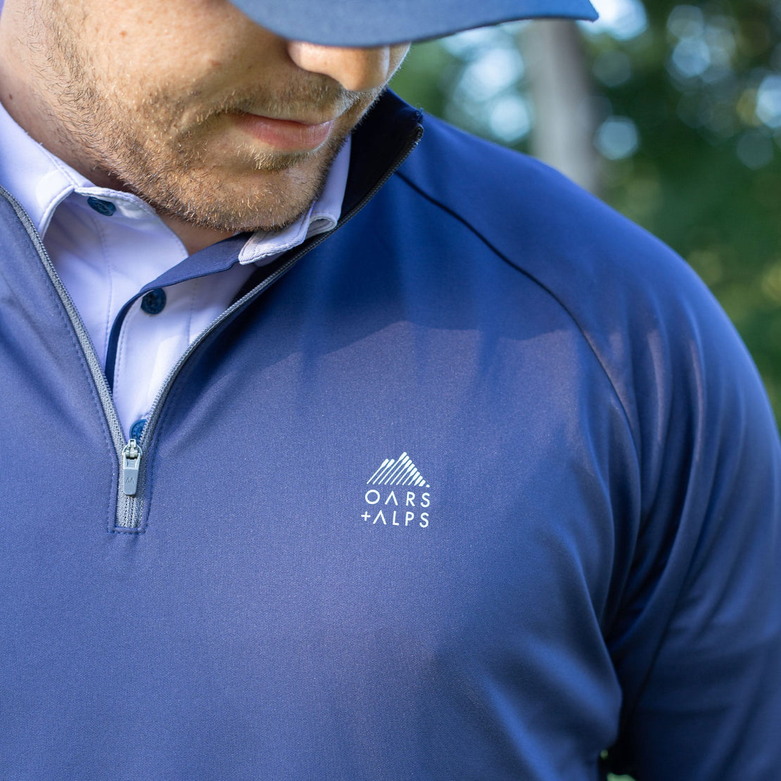 Oars + Alps x Mizzen+Main Navy Blue Athletic Quarter Zip | Oars +