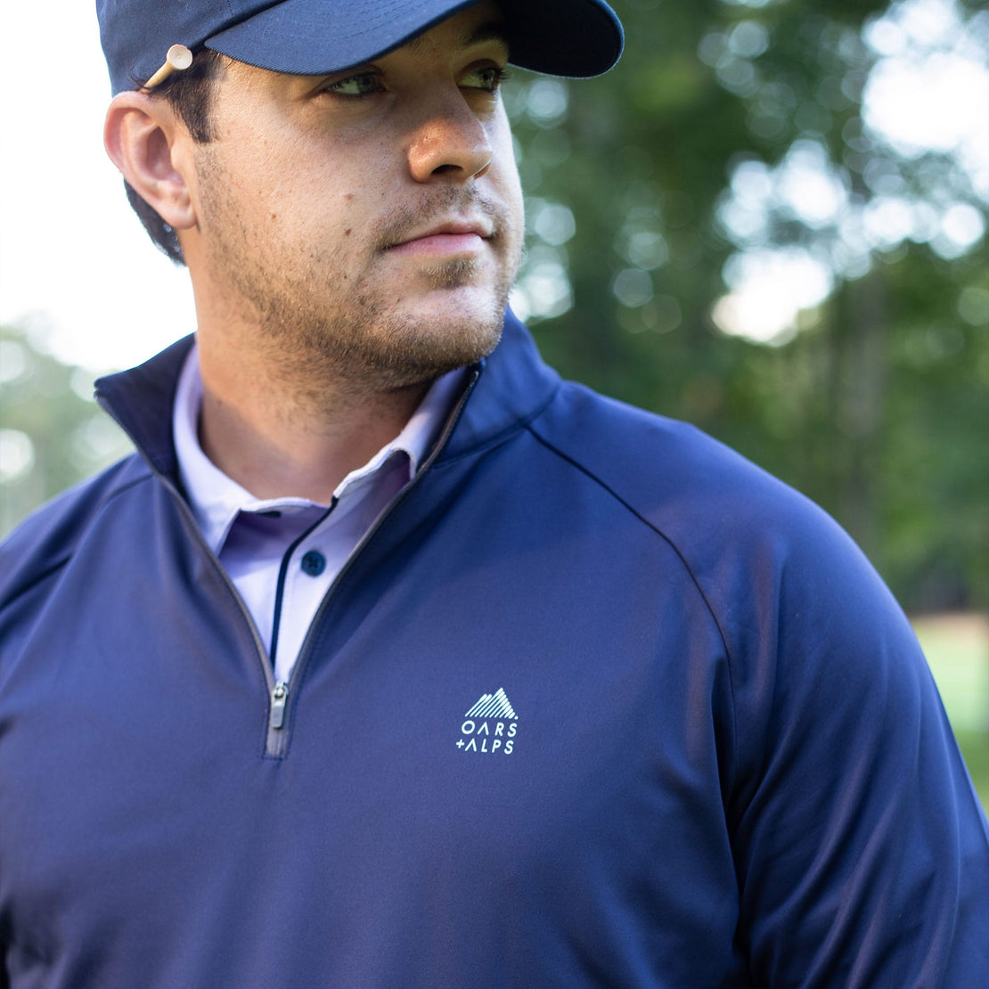 Oars + Alps x Mizzen+Main Navy Blue Athletic Quarter Zip | Oars +