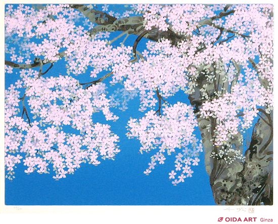 □美術品□桜に富士・陶板画□H.Bretscheider・01／25◇マイセン