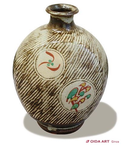 人間国宝島岡達三 【象嵌赤繪草花文皿】 共箱付 島岡達三のYahoo