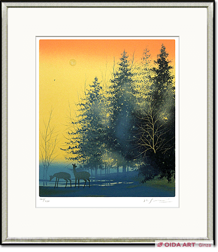 絵画 風景 肉筆手描き 千住博「朝に聴く聲」サイン F8サイズ額装済み