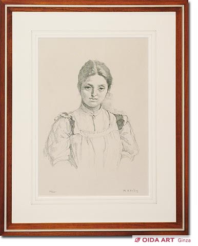 小磯良平 若い女 1978制作 エッチング サイン ed入り 額装 小磯良平