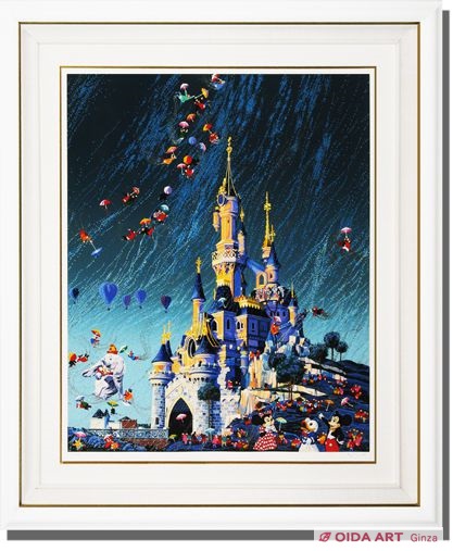 特大】ヒロ・ヤマガタ DISNEY LAND EVENIG ポスター 額傷有 特大】ヒロ