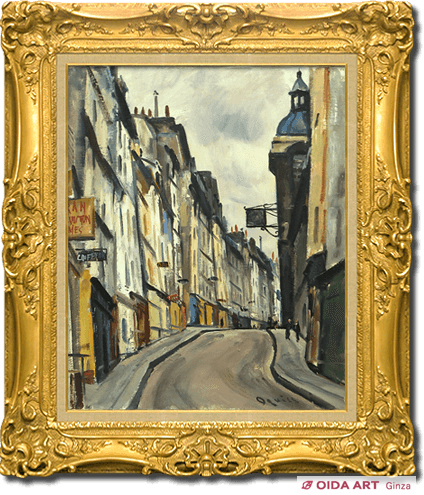 荻須高徳「モントルグイユ通り」リトグラフ 72/200 直筆サイン 古美術