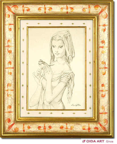 藤田嗣治【JEUNE FILLE PORTANT UN OISEAU】