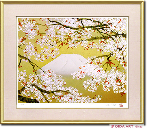 中島千波 桜花霞富士 | 絵画など美術品の販売と買取 | 東京・銀座 おい