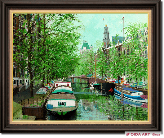 骨董品屋鑑定済み 小田切訓 塔のある運河 古径版画工房 骨董品屋鑑定