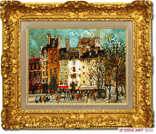 真作 美品 1960年代真筆油彩画！二科展/ニ紀展 児玉幸雄『ベルギーの村』F3