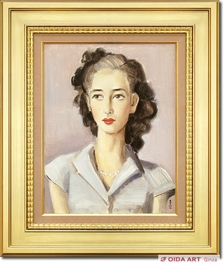 値下げ】人物画 油絵 東郷青児 婦人像 F6 額付き 手描き 肉筆 Yahoo