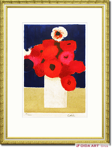 リトグラフ ベルナール・カトラン アネモネ カトラン アネモネの花束