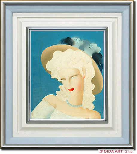 東郷青児 油彩 婦人像 絵 額 美術 インテリア 東郷青児油彩婦人像絵額