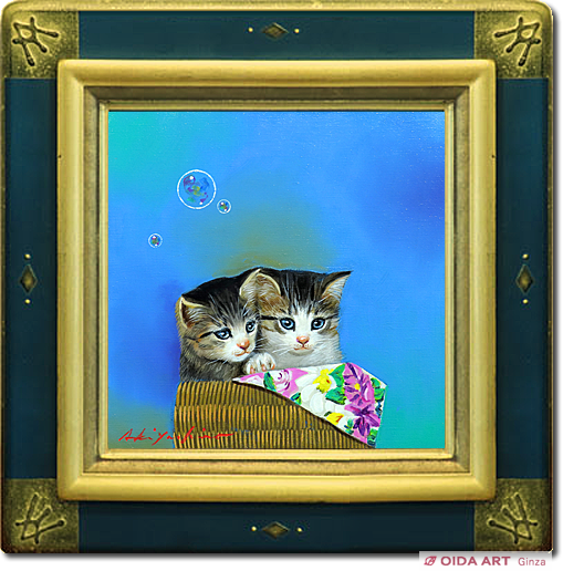 八代亜紀さんの絵画 猫とワインF6 八代亜紀さんの絵画 猫と