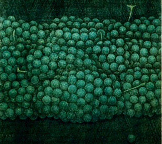 浜口陽三作品（緑と紫のぶどう）【配送日条件あり】 浜口陽三 緑と紫の