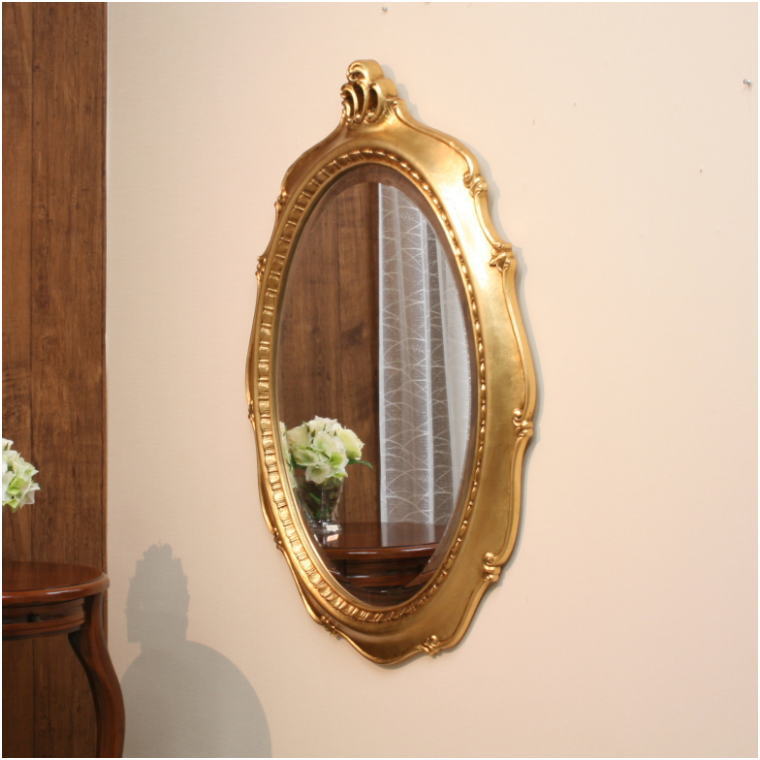 鏡 ミラー fa1674go イタリア製 アンティークゴールド仕上げのオーバル