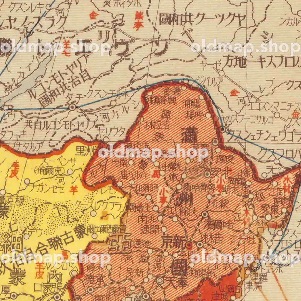 掛け軸（満州国地図 昭和18年版) 掛け軸（満州国地図 昭和18年版) 浜江