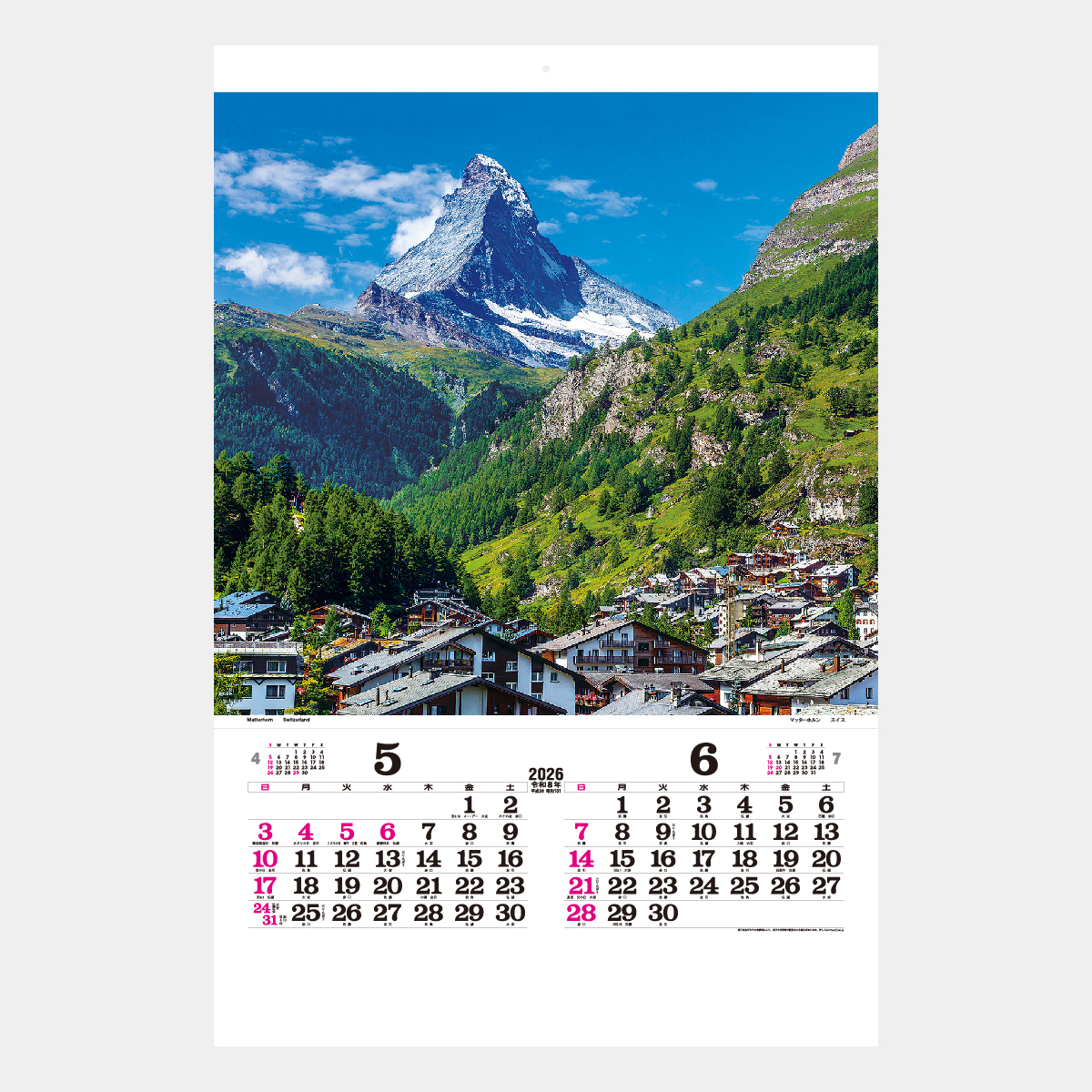 TD-520 【フィルム】スイス2026年版の名入れカレンダーを格安で販売