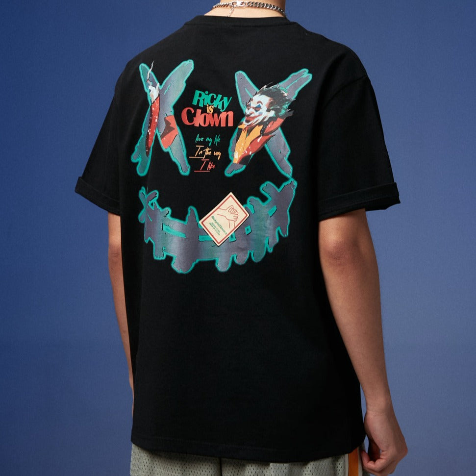 Buy Rickyisclown Joker Laser Reflective Smiley Tee Black
