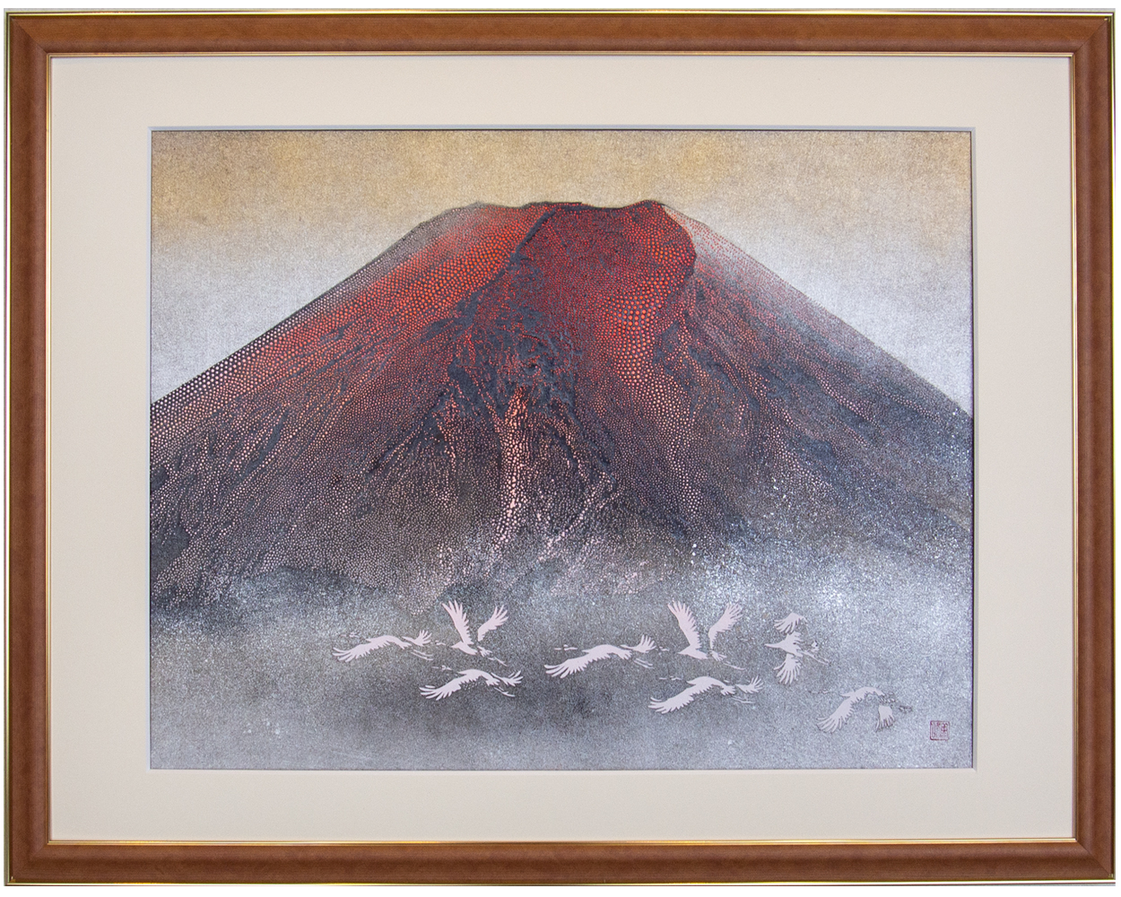 赤富士」伊勢型紙インテリア額（￥46,200） | 伊勢型紙専門店おおすぎ