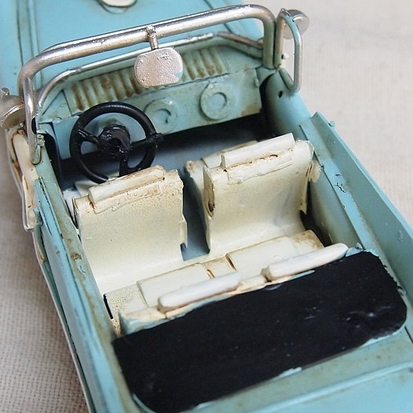 ブリキのおもちゃ車 クラシックオープンカー(旧車)／ライトブルー(S