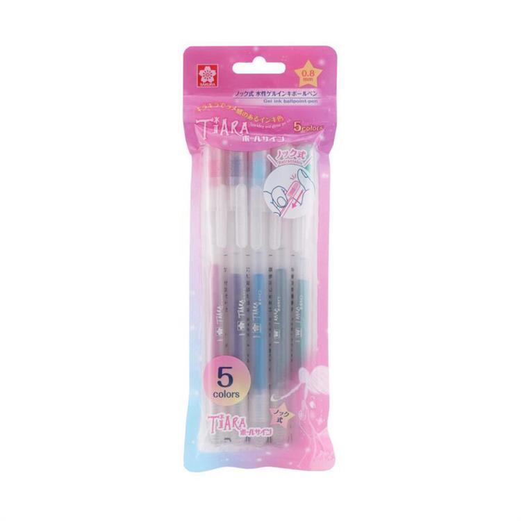 ボールサイン ティアラ ノック式ボールペン 5色セット