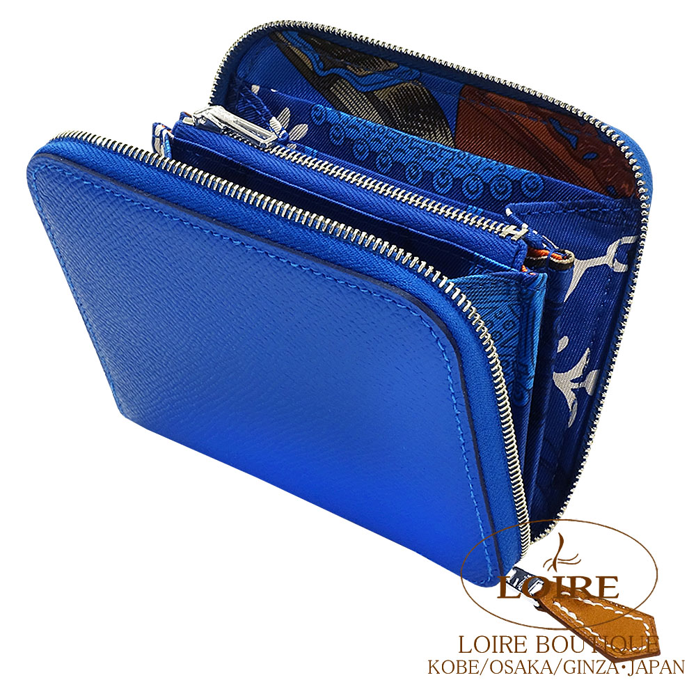 エルメス アザップ シルクイン コンパクト ブルー ヴォーエプソン D刻印 HERMES（エルメス） アザップ シルクイン コンパクト ブルージーン
