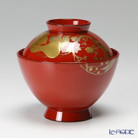 輪島塗 朱塗 吸物椀 煮物椀 懐石道具 茶道具 笹文 葉文 剣先 モダン