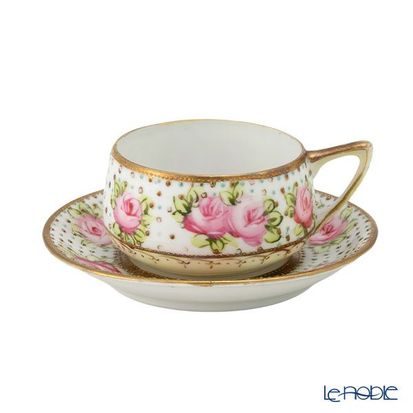 オールドノリタケ アールデコ期大銘品！金彩虹ラスター花籠絵図