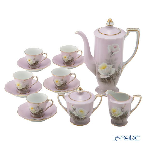 1点限り】オールドノリタケ 金彩ピンク地 薔薇文 デミタスセット 5客