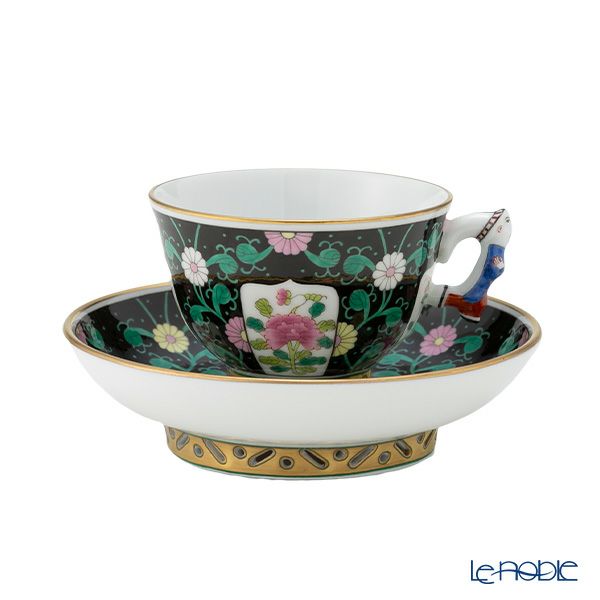 HEREND ヘレンド 西安の黒 29cm透かしディッシュ トレイ マンダリン