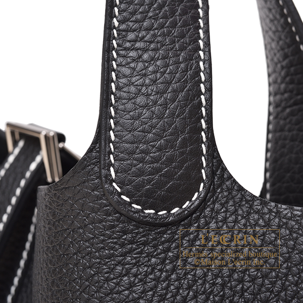 Hermes Picotin Lock Stitch bag 22/MM Black Clemence leather Silver