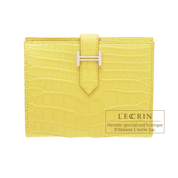 エルメス ベアン 長財布 イエロー 二つ折り H金具 レザー 0057 楽天
