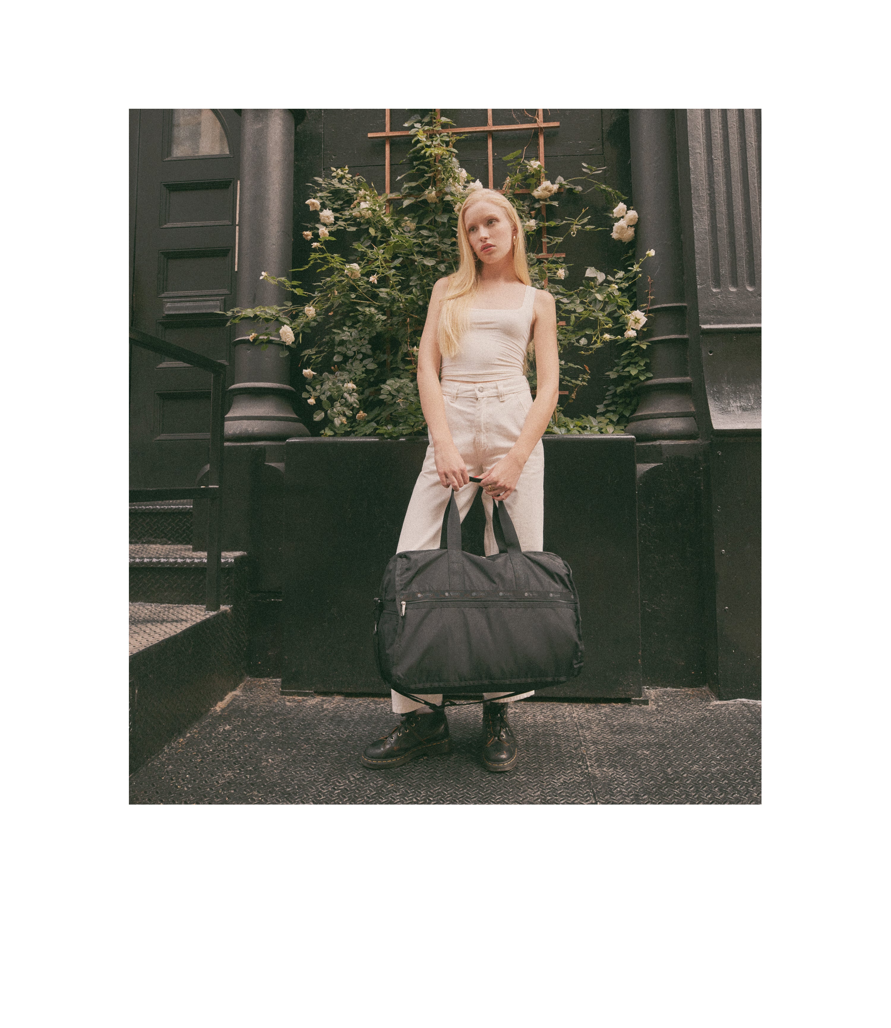 Solid Black Deluxe Large Weekender | Adventure Awaits | LeSportsac