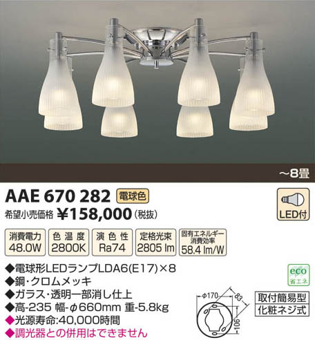 コイズミ照明 KOIZUMI LEDシャンデリア AAE670282 | 商品紹介 | 照明