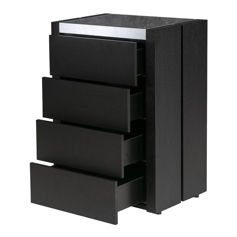 lushroom キャビネット チェスト ブラックオーク 突板 4段 収納