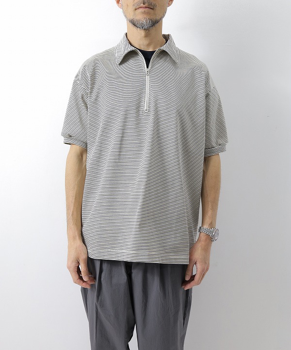 ア ボンタージ/A VONTADE Compact Border Half Zip Polo SS（全2色