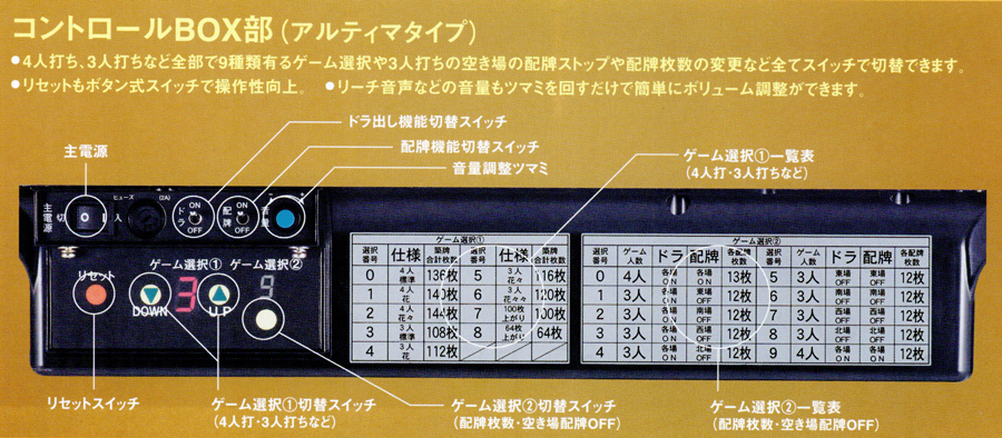 アモスアルティマ AMOS ULTIMA 設定棒 全自動麻雀卓 アモスアルティマ