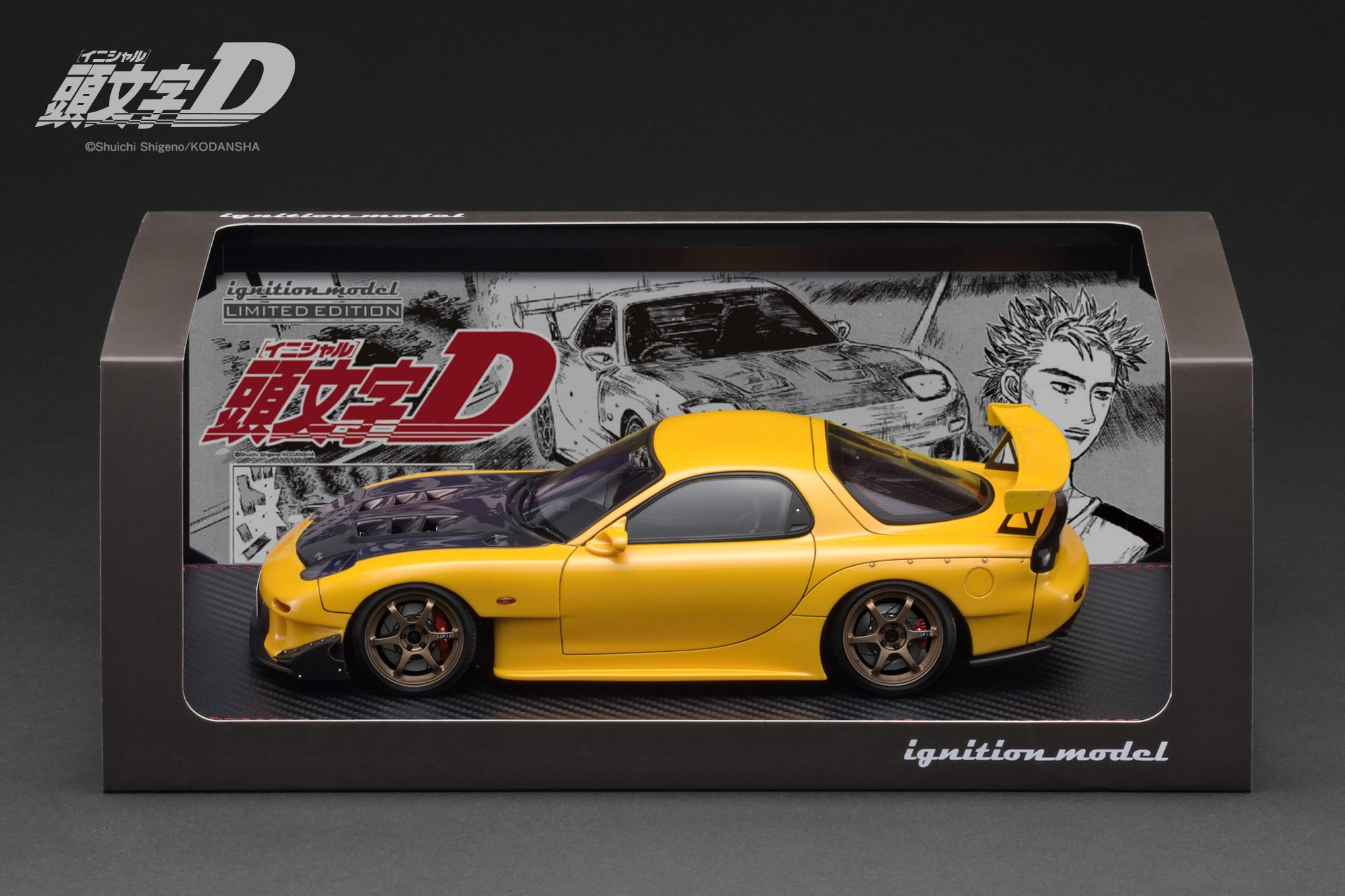 Ignition Model 1:18 Mazda RX-7 (FD3S) INITIAL D in Yellow with LED