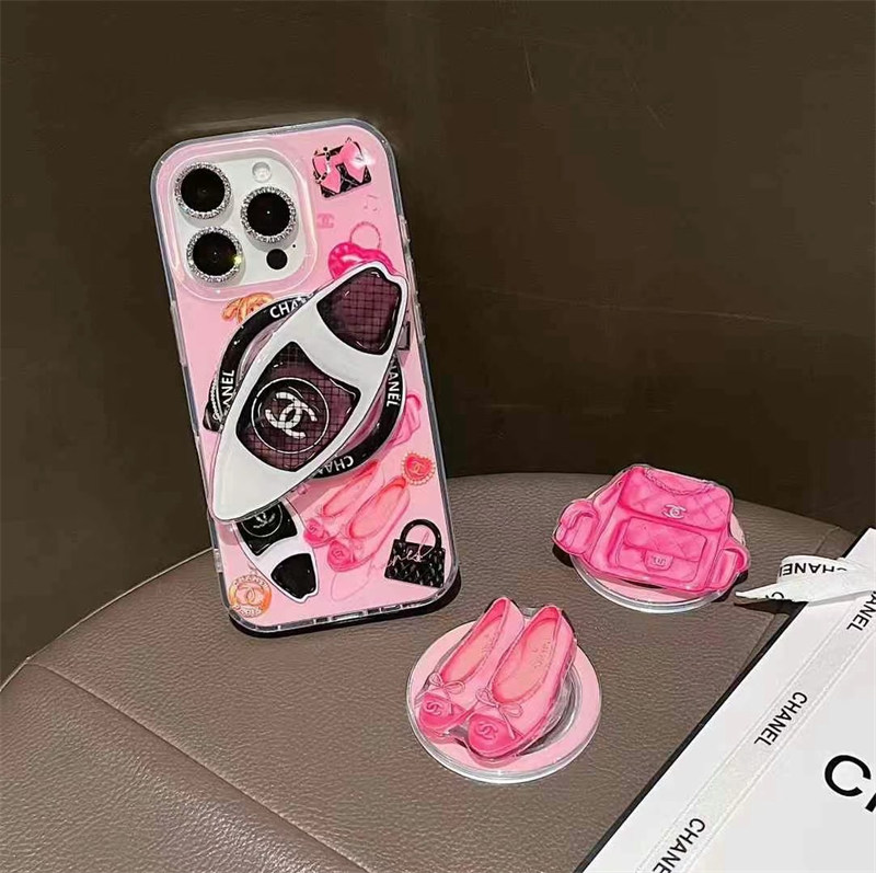 CHANEL ピンク レザー iPhoneケース シャネル風 スマホケース17/17pro