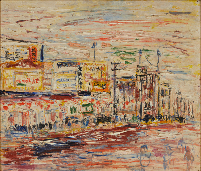 絵画489 油絵/風景/街景/東京/池袋/人世横丁/P10号 【公式通販】