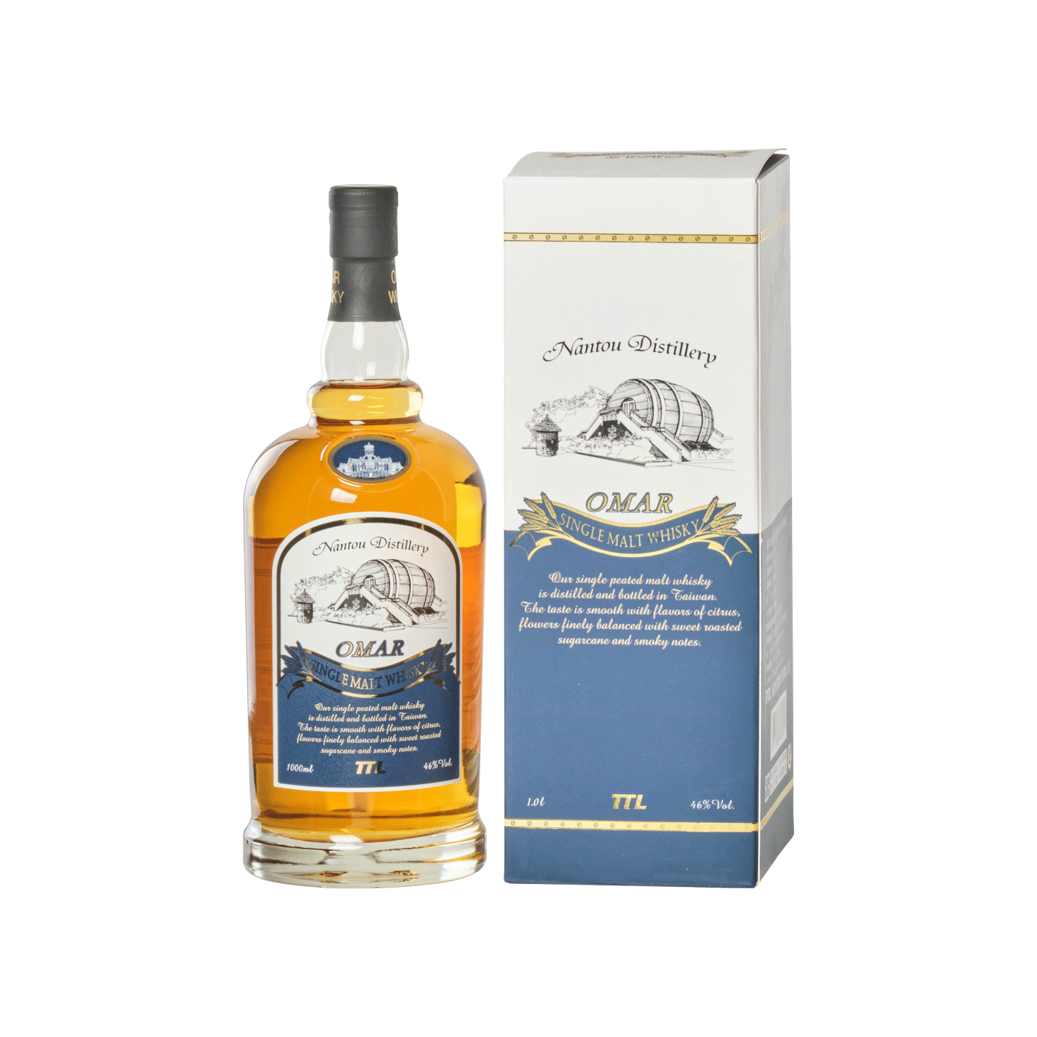 Omar Single Malt Peated Whisky (Duty-Free) - Grand Gold Quality