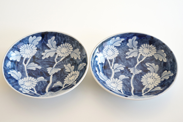 堀畑蘭 染付菊詰め 6寸深皿｜和食器の通販 monsen