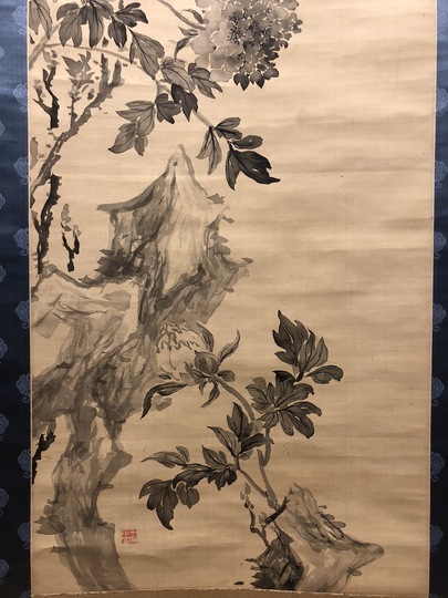椿椿山 墨牡丹図｜古美術・掛け軸の販売・買取・鑑定-松本松栄堂