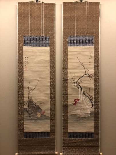 蠣崎波響 親子鶏図｜古美術・掛け軸の販売・買取・鑑定-松本松栄堂