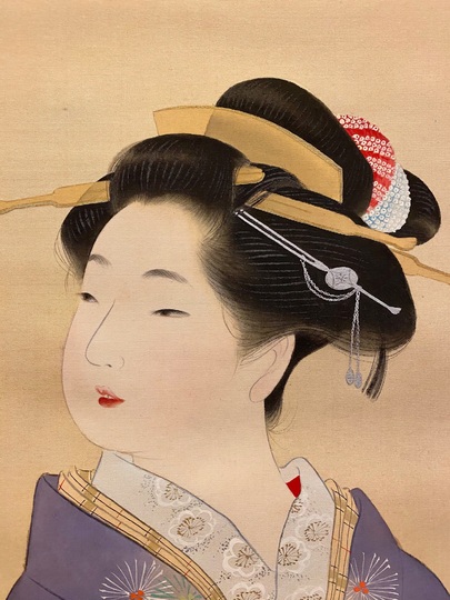 模写/田能村竹田/松陰清會図/絹表装/布袋屋掛軸HC-706 模写/田能村