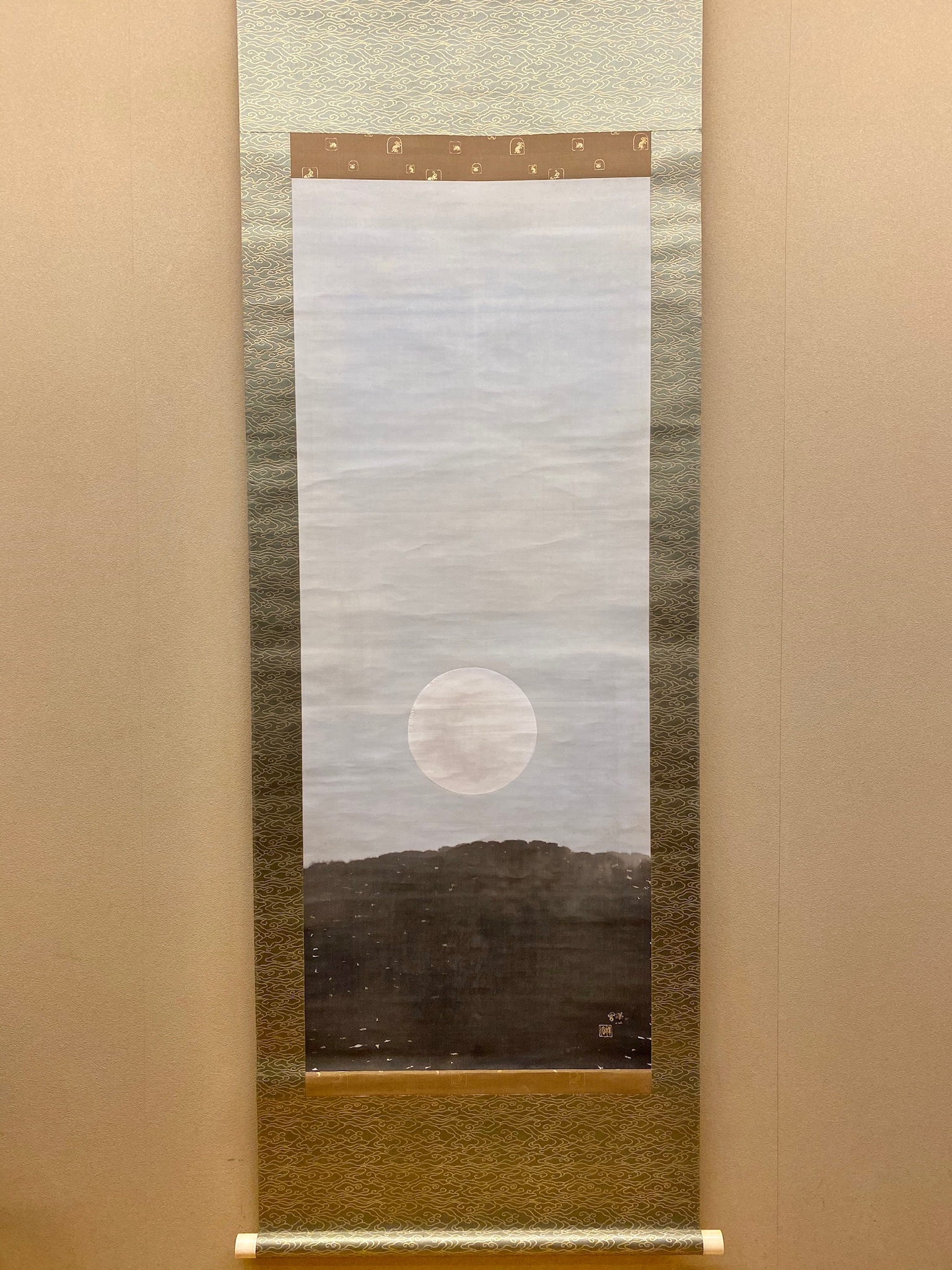 秋景山水図】平井楳仙 980 共箱 紅葉 掛け軸 肉筆 真作/勝観/ 【