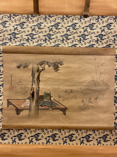 ♥掛軸 松に牡丹 成木 星洲 掛け軸 骨董品 ♥掛軸 松に