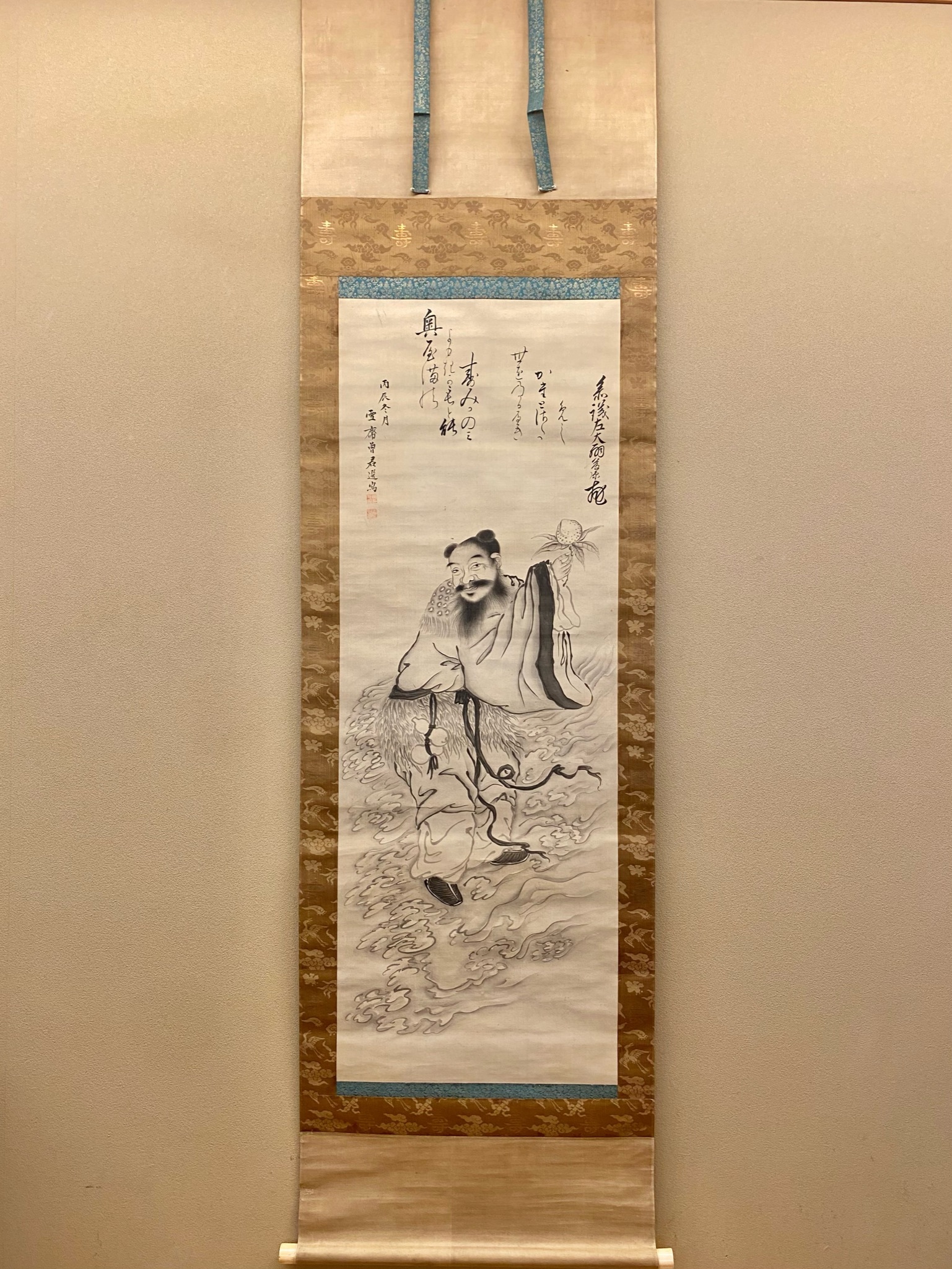 上條信山 掛軸 明月照松間 桐箱入り 上條信山 掛軸 明月照松間 桐箱入り