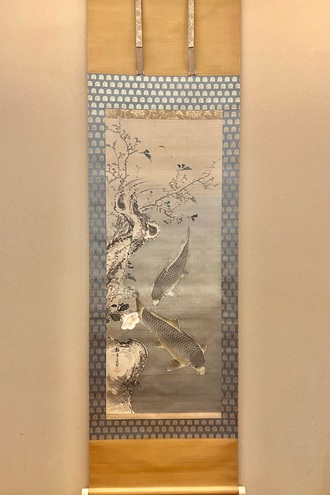 完全ジャンク品 白玲 五月鯉図 掛軸 完全ジャンク品 白玲 五月鯉図