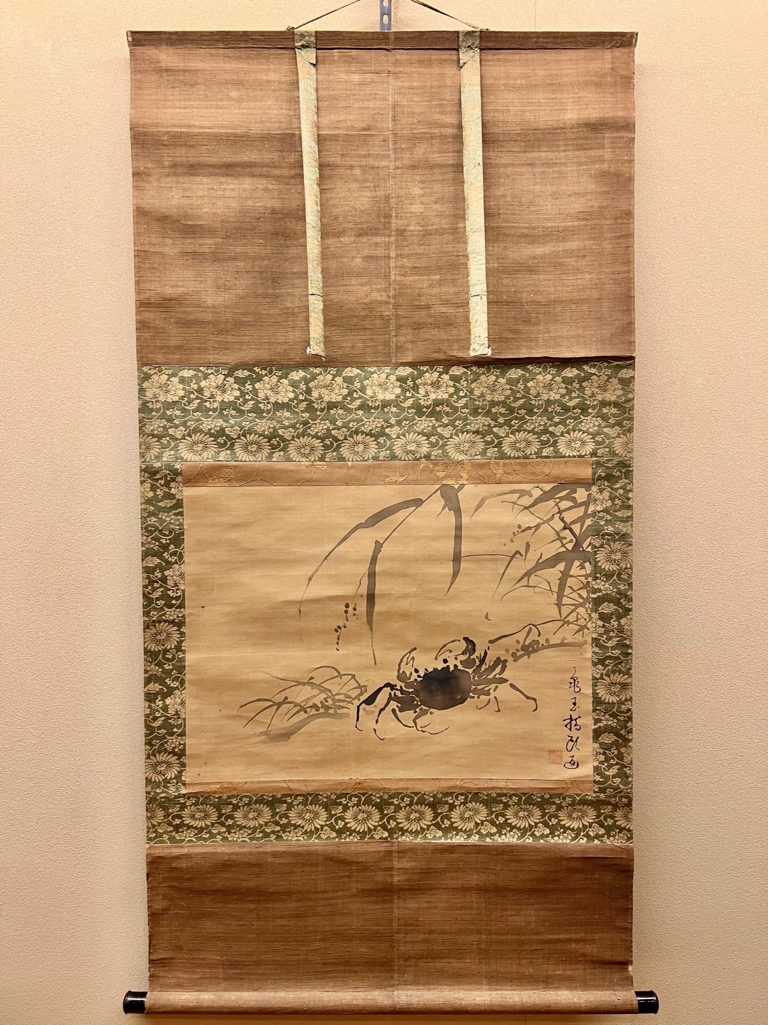 掛軸 掛け軸 古美術 骨董 掛け軸アート「虎」/日本画/古材額/骨董