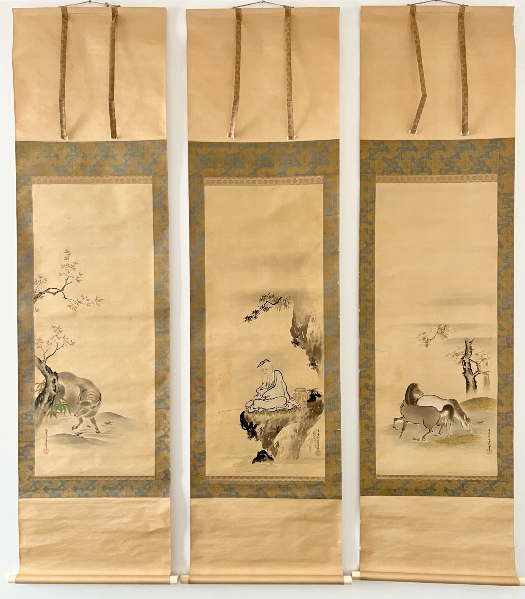 模写】/狩野元信/布袋図/大幅/布袋屋掛軸HG-684